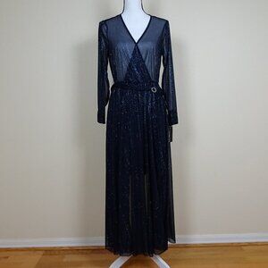 En Focus Studio Cocktail Dress Women's Petite Size 6P Blue Sheer Sexy